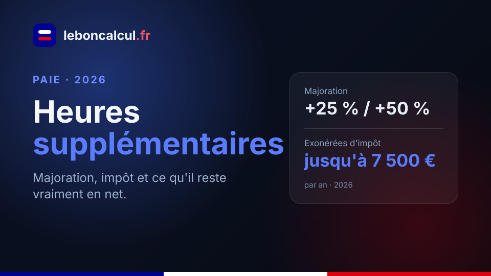 Heures supplémentaires 2026 : majoration, impôt et net réellement perçu